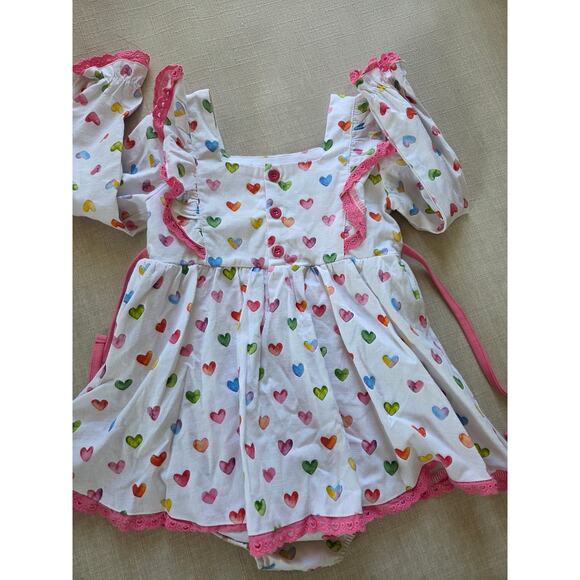 Bella & Omi Heart Print Skirted Romper - Picture 7 of 8